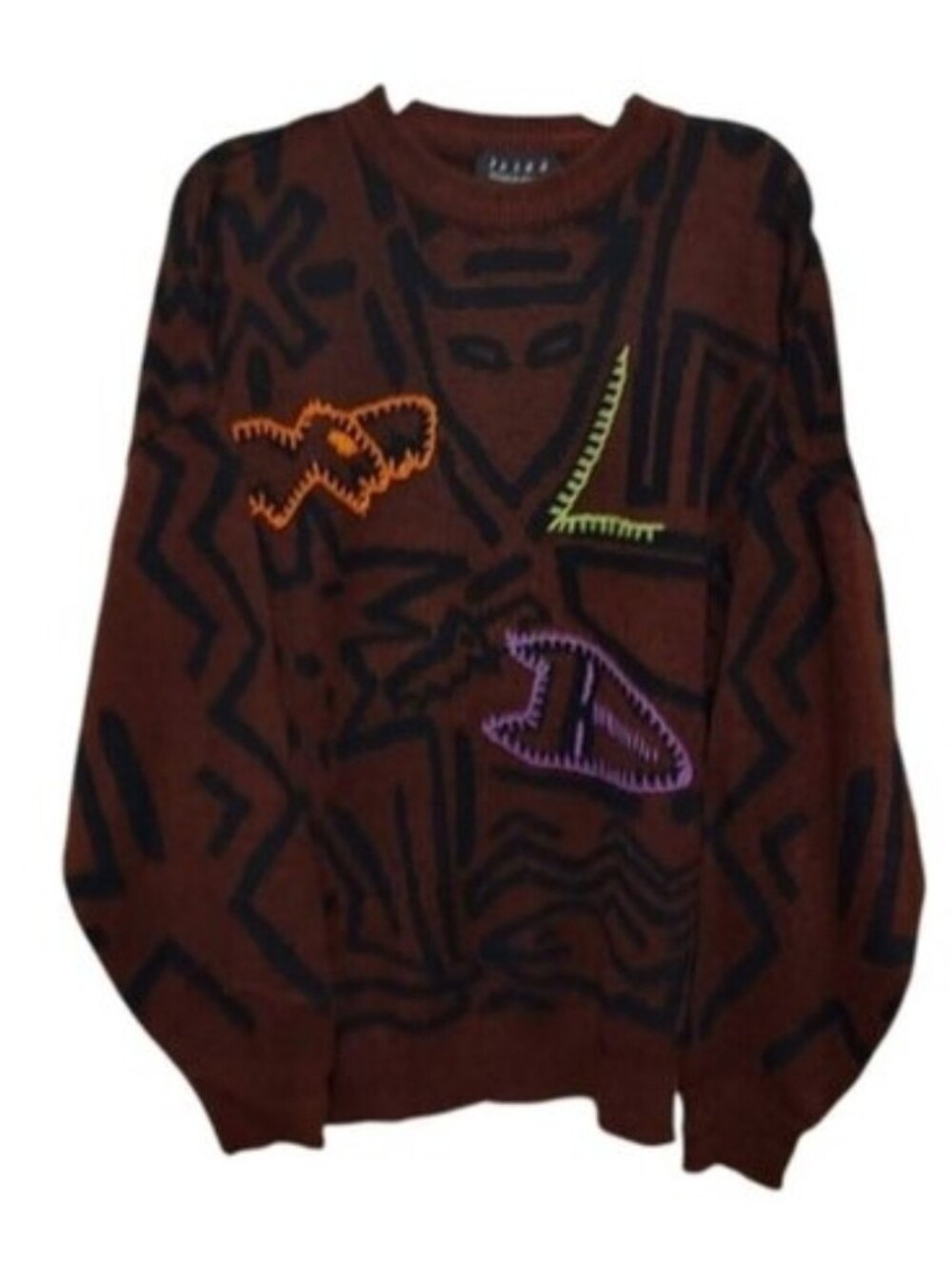 Vintage Sweater RARE Retro Embroidered Graphics Falke by Jeff Sayre